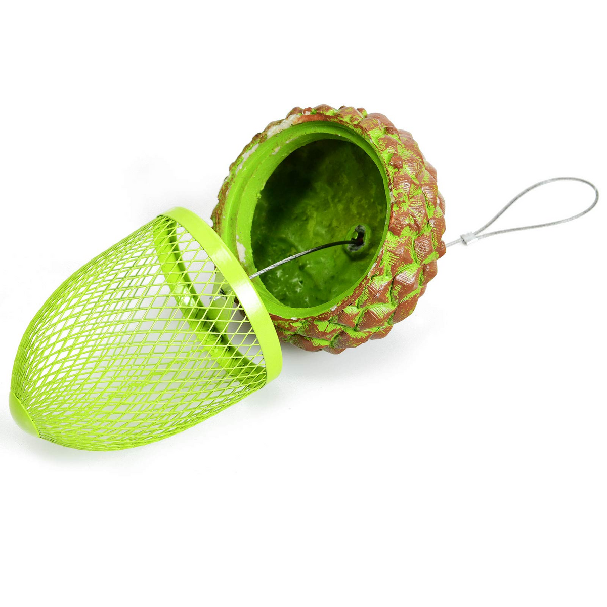 Acorn Metal Hanging Bird Feeder with Iron Mesh and Stainless Steel Wire