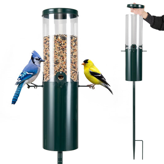 Squirrel-Proof Pole Mount Bird Feeder 10 lb Capacity with Baffle and 4 Perches