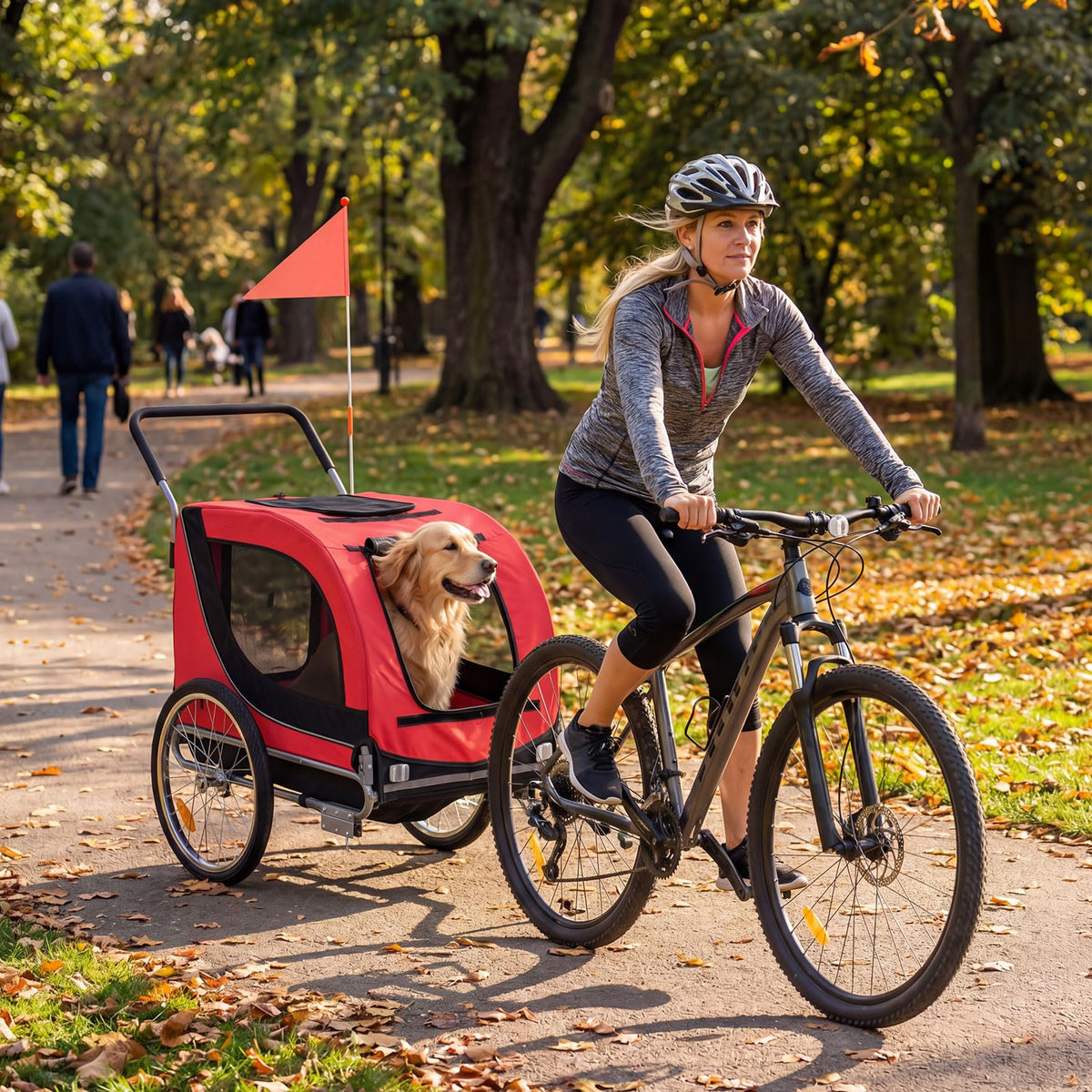 2-in-1 Dog Bike Trailer and Pet Stroller with PVC Rain Cover 176 lb Capacity