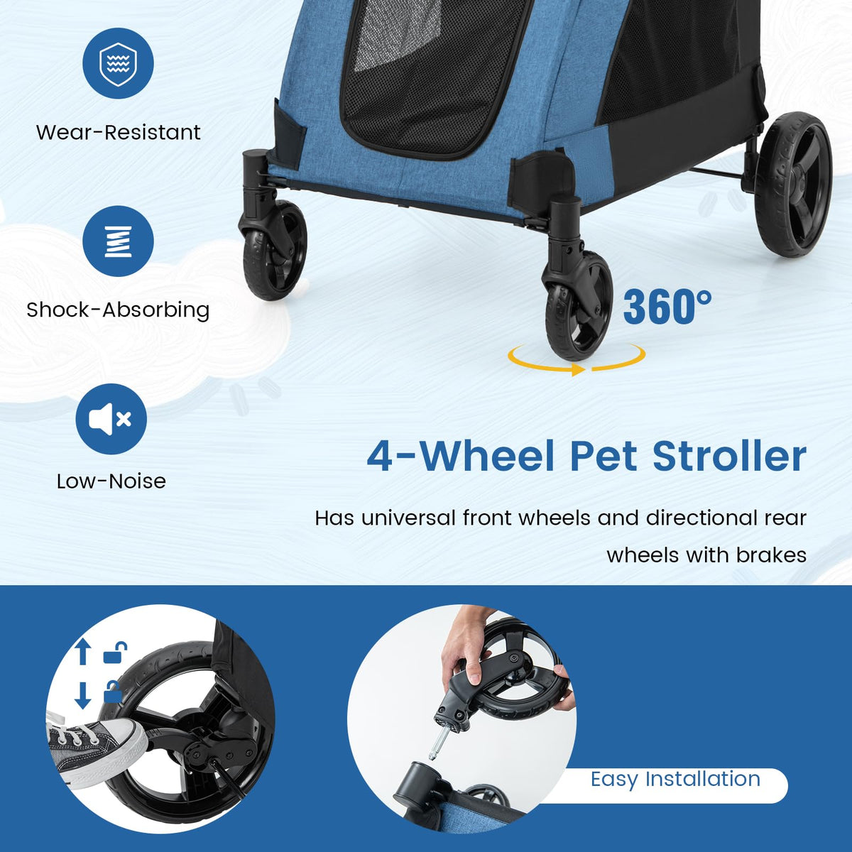 Extra Large Dog Stroller for Senior and Large Dogs 132 lb Capacity