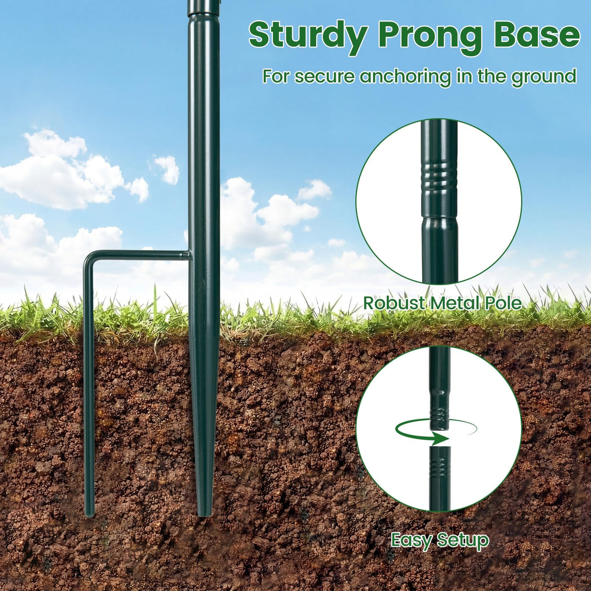 Squirrel-Proof Pole Mount Bird Feeder 10 lb Capacity with Baffle and 4 Perches