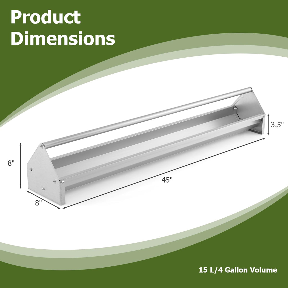 Galvanized Steel Chicken Feeding Trough 45 Inch with Rotating Crossbar